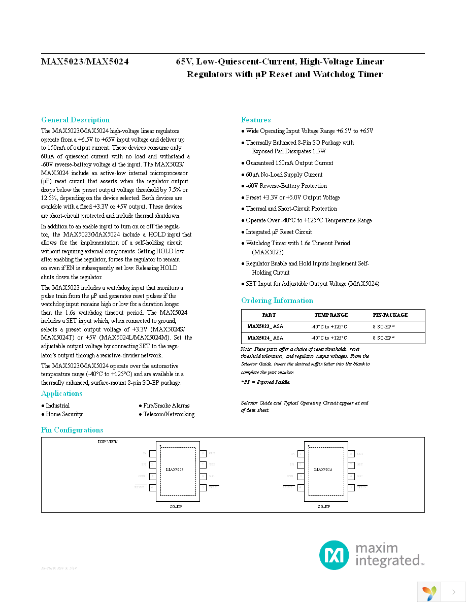 MAX5024LASA+T Page 1