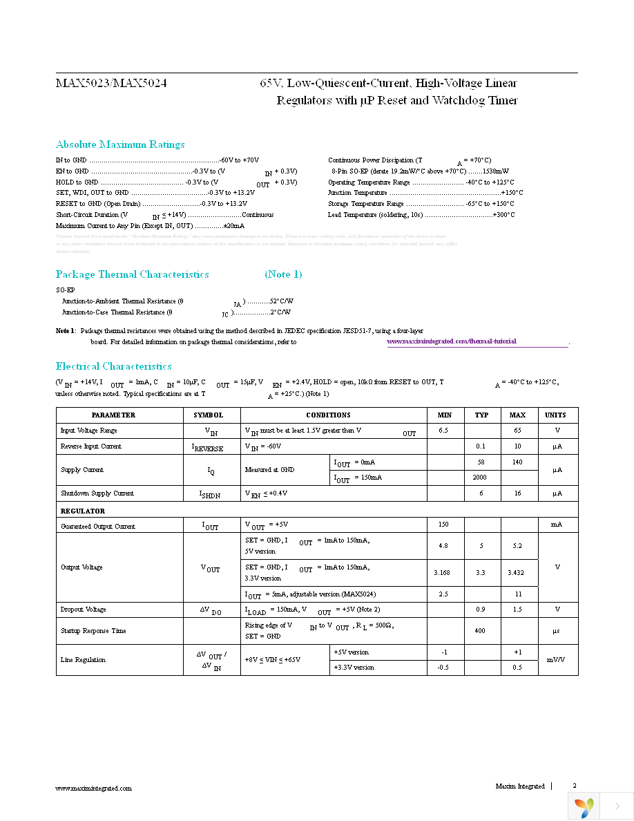 MAX5024LASA+T Page 2