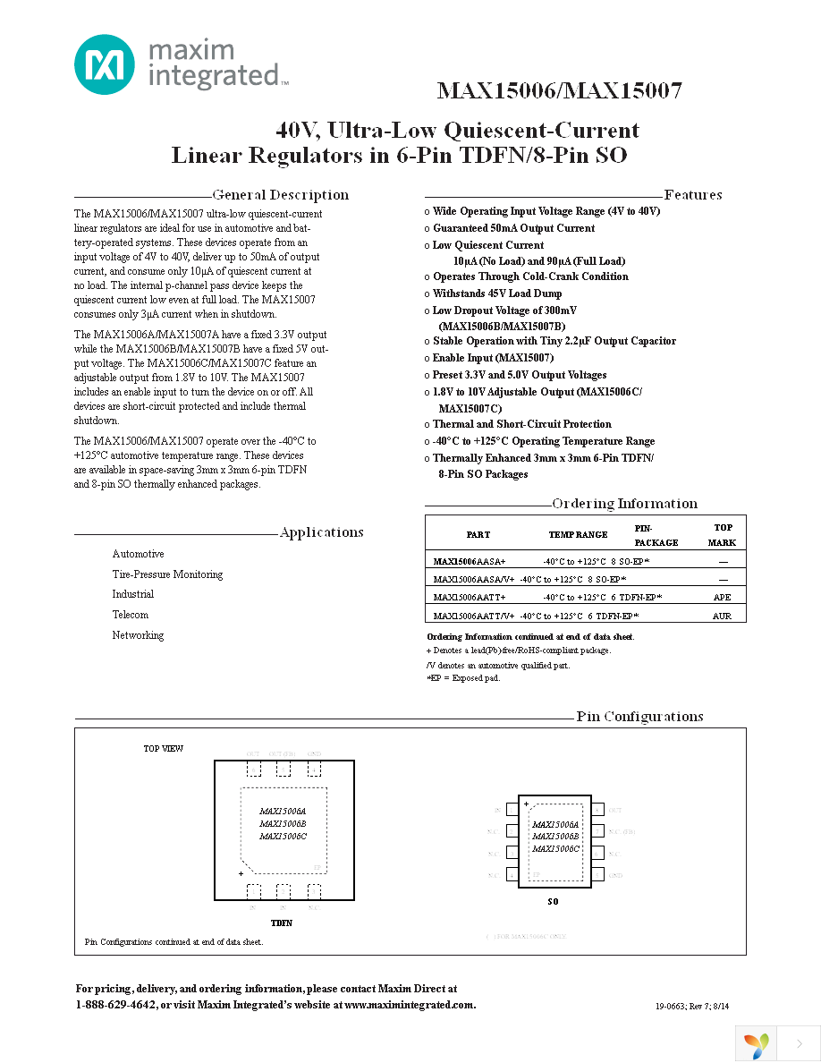 MAX15006BATT+T Page 1