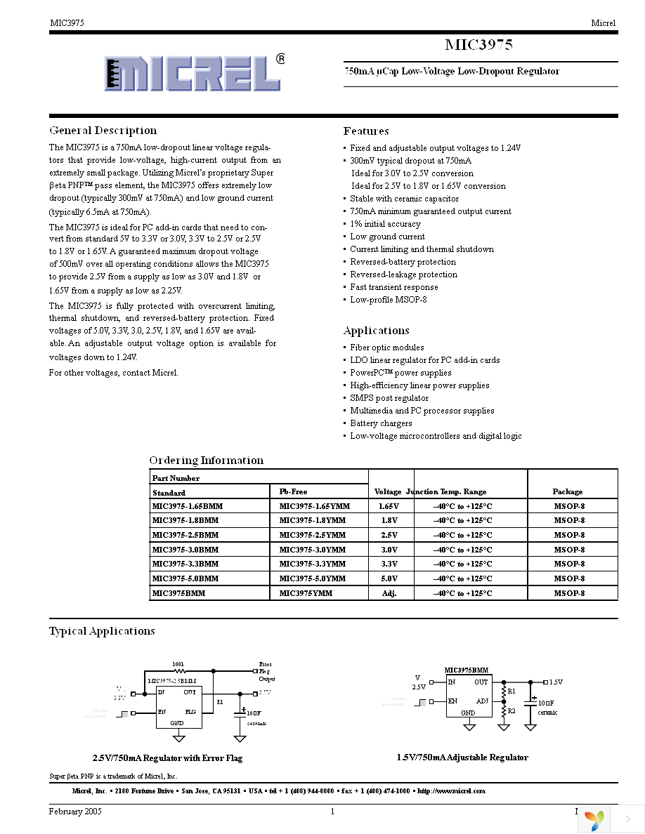 MIC3975-5.0YMM Page 1