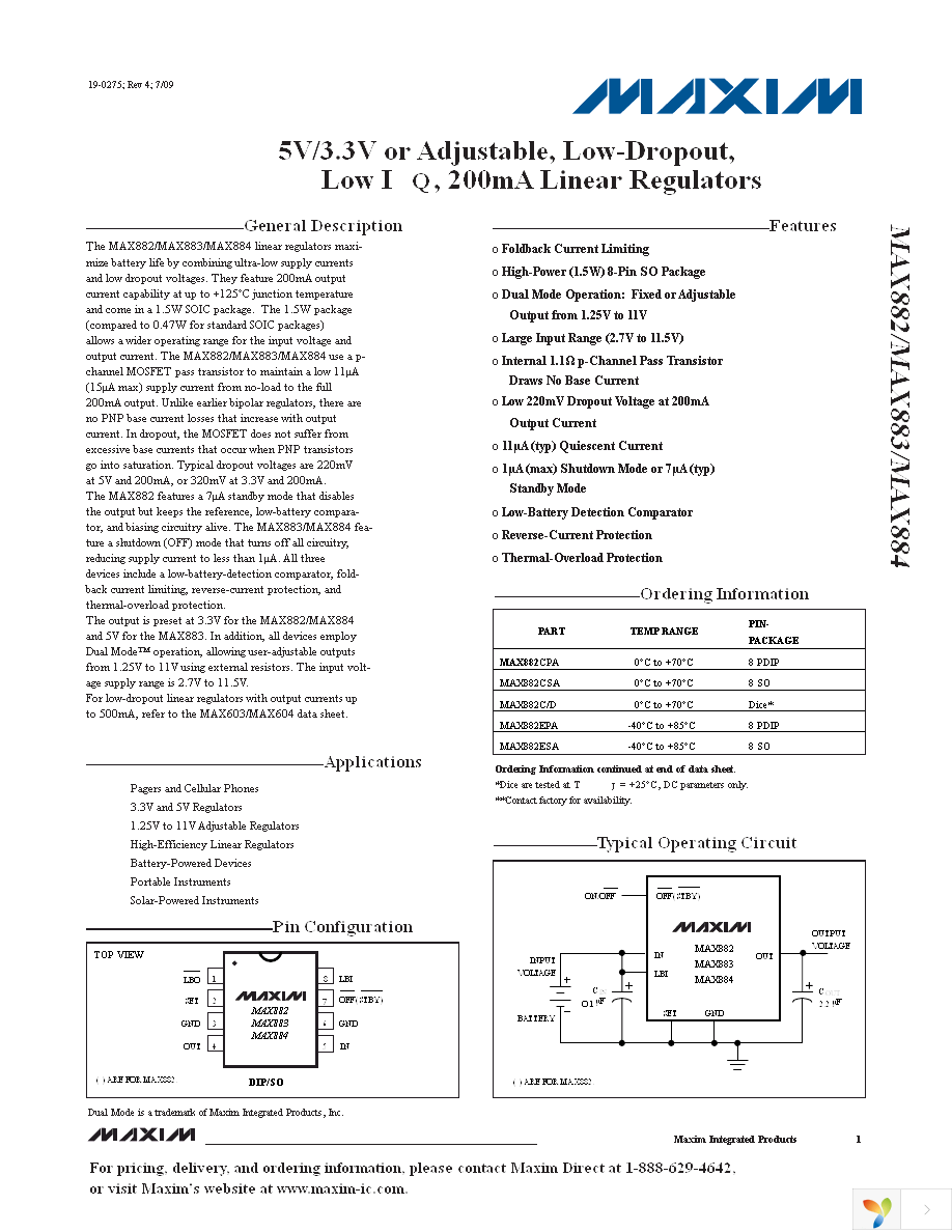 MAX882CSA+ Page 1