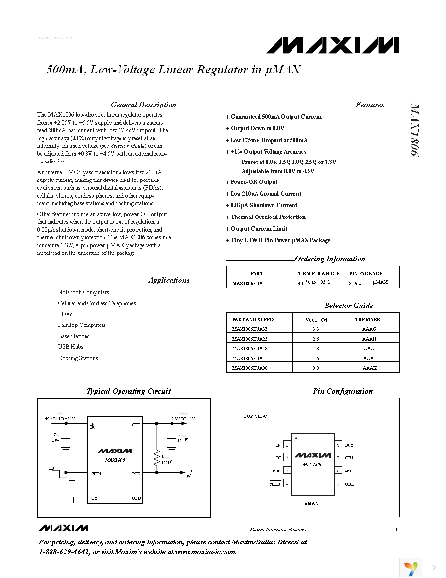 MAX1806EUA33+ Page 1