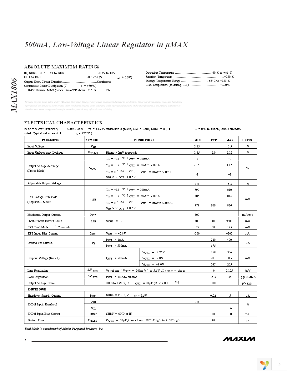 MAX1806EUA33+ Page 2