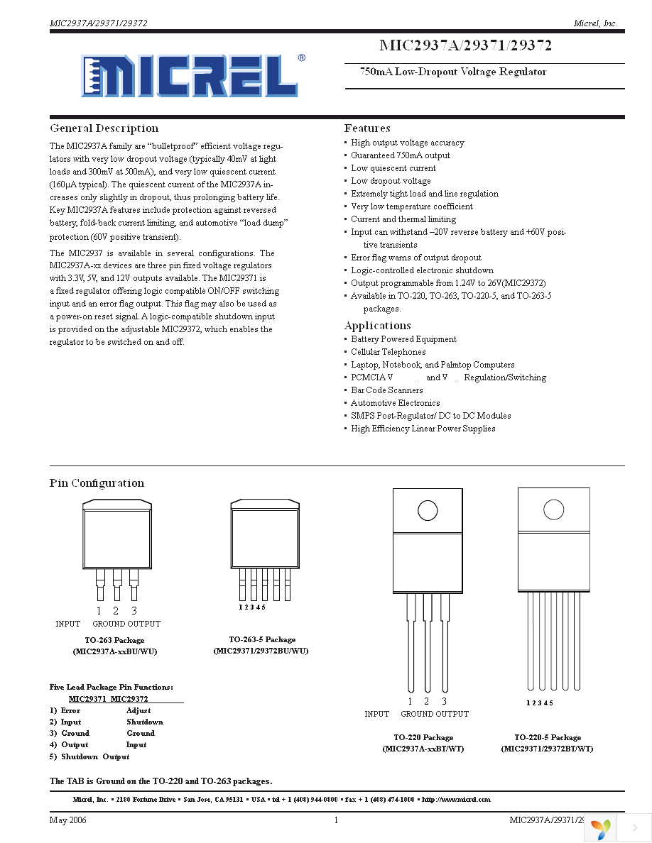 MIC29372WT Page 1