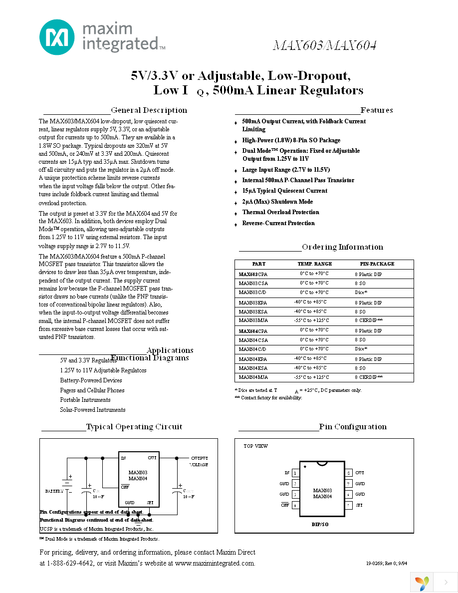 MAX604CSA+ Page 1