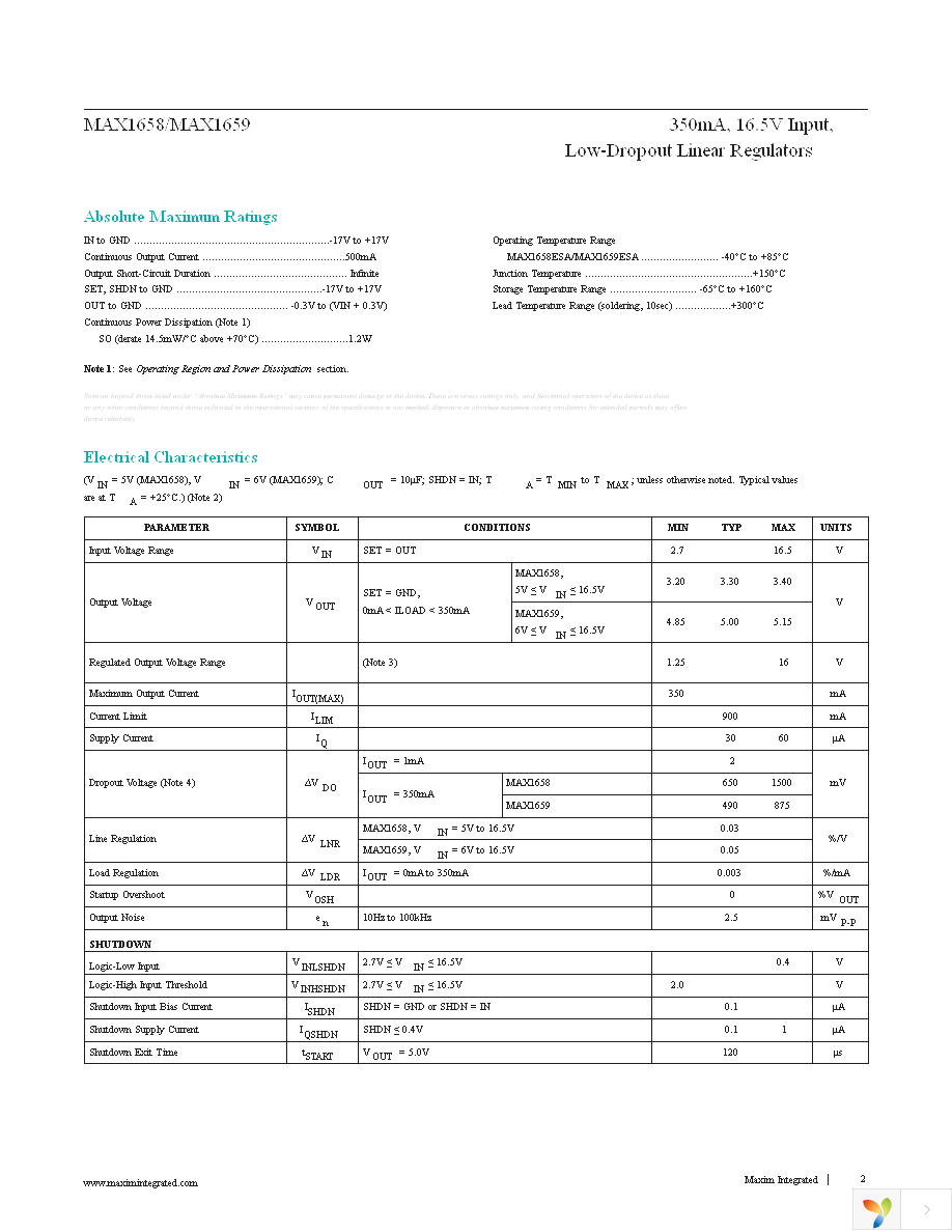 MAX1658ESA+ Page 2