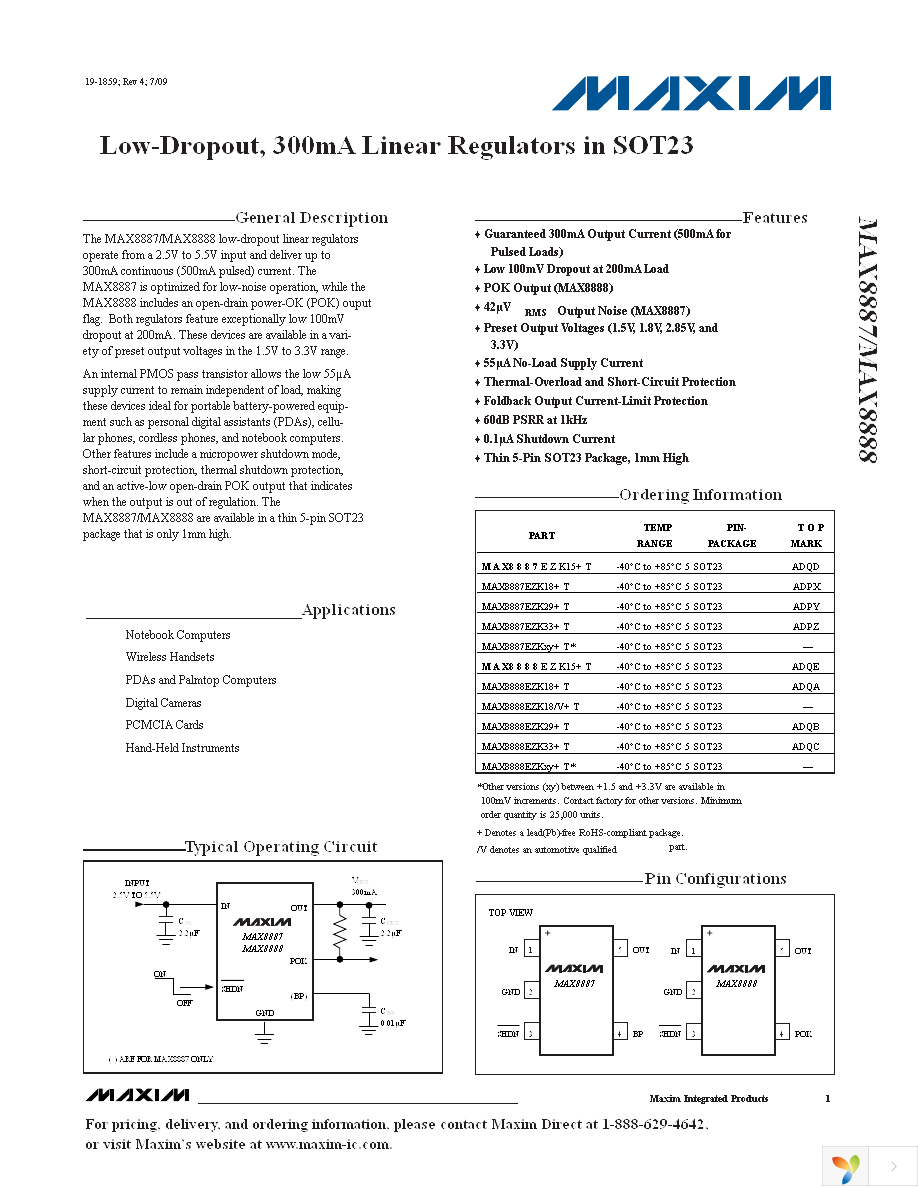 MAX8887EZK33+T Page 1