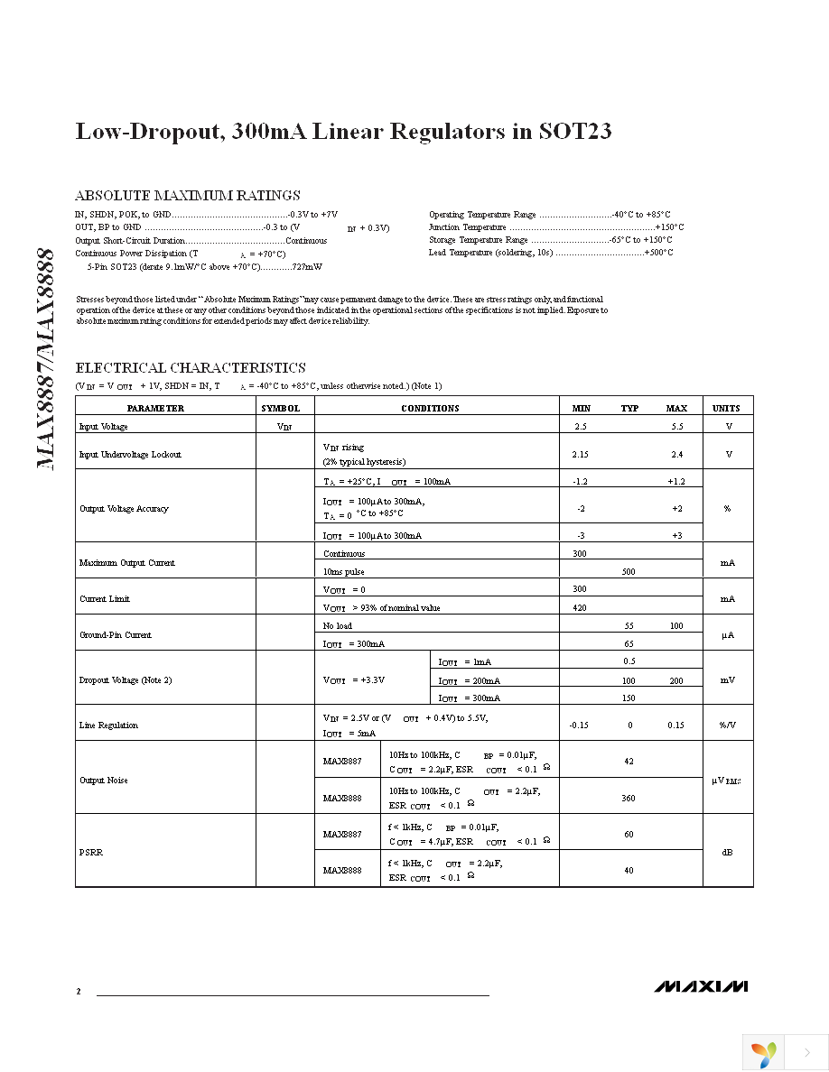 MAX8887EZK33+T Page 2