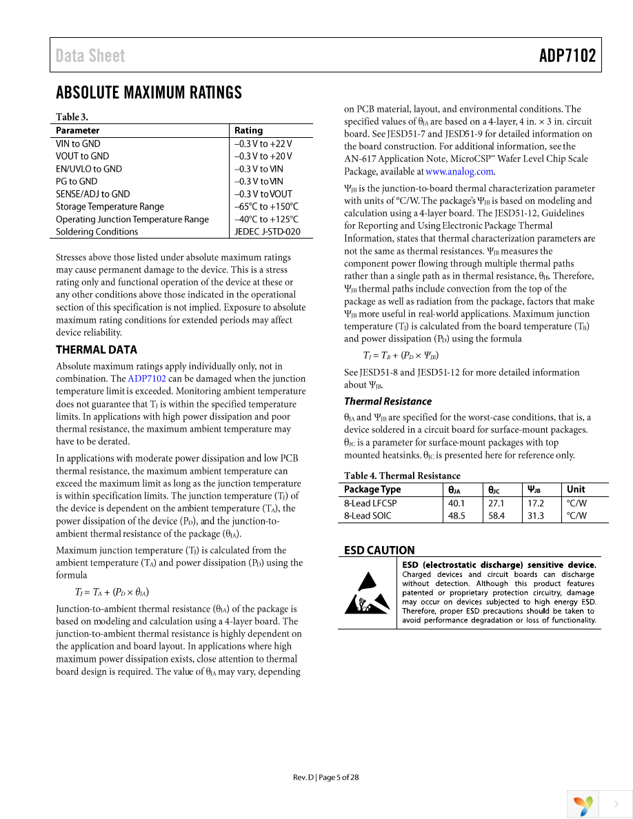 ADP7102ARDZ-5.0-R7 Page 5