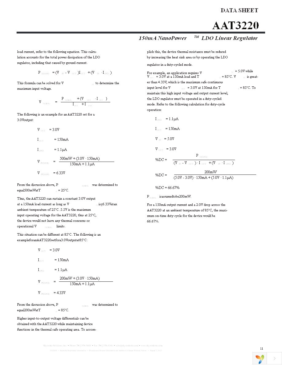 AAT3220IGY-3.3-T1 Page 11