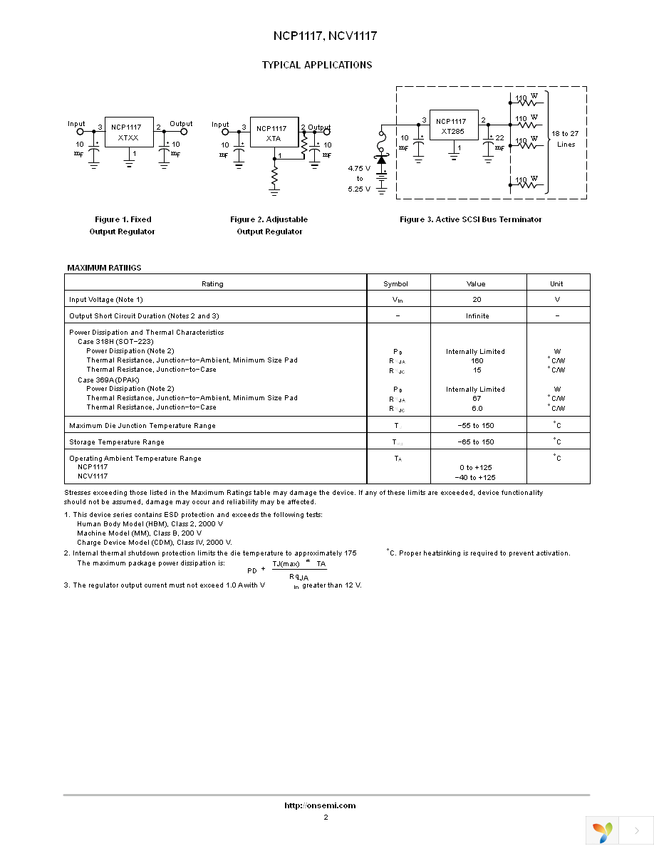 NCP1117ST50T3G Page 2