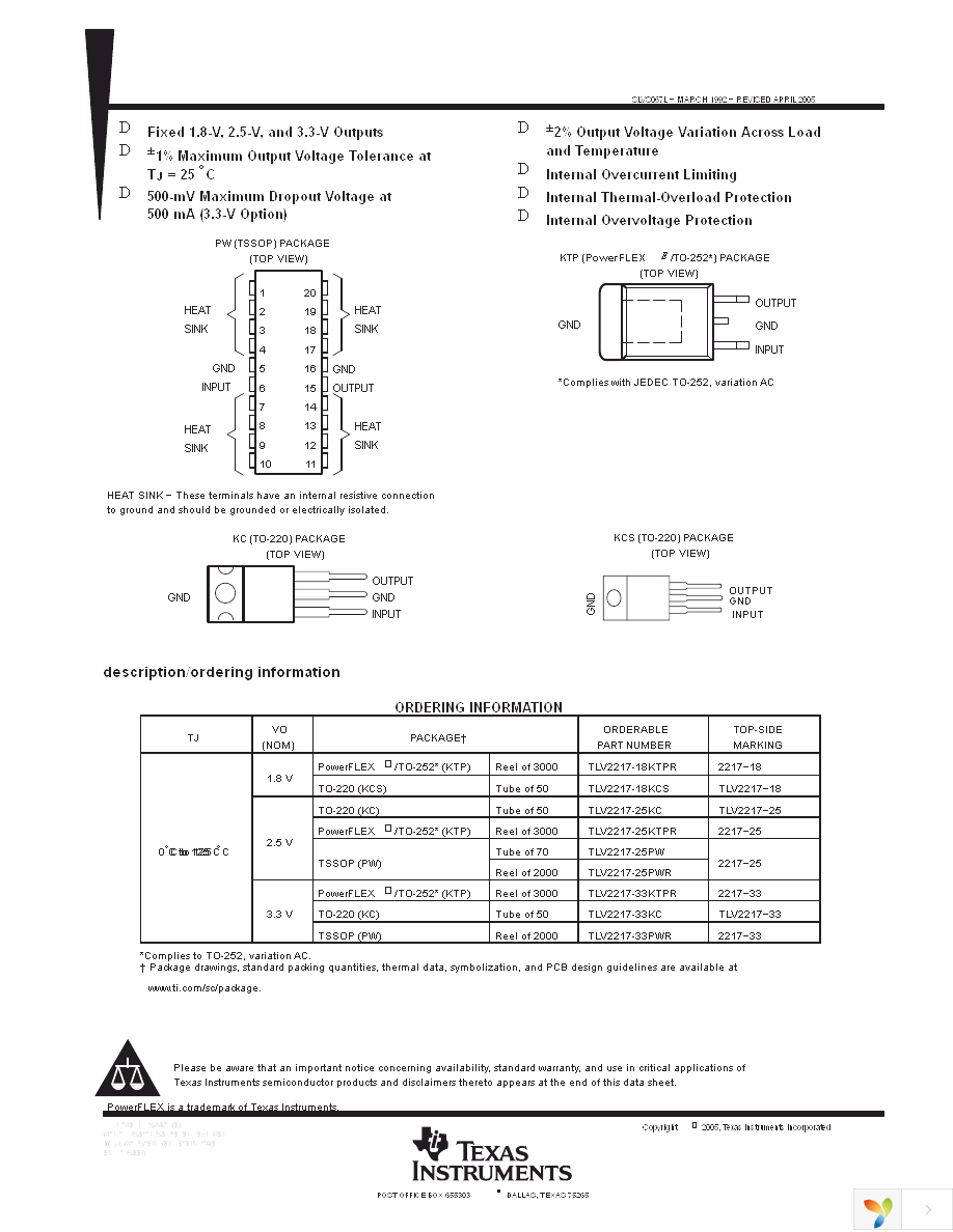 TLV2217-33KCSE3 Page 1