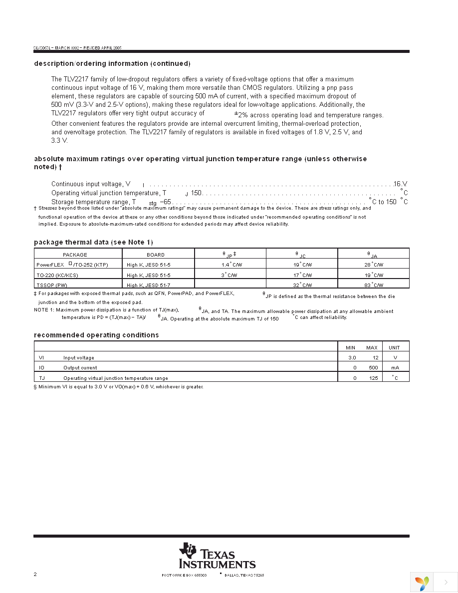 TLV2217-33KCSE3 Page 2