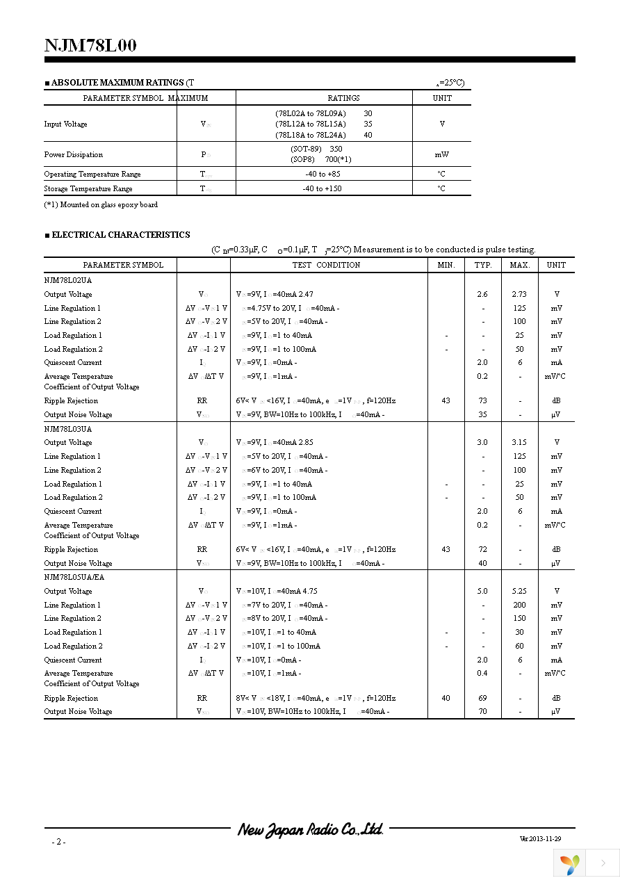 NJM78L06UA-TE1 Page 2