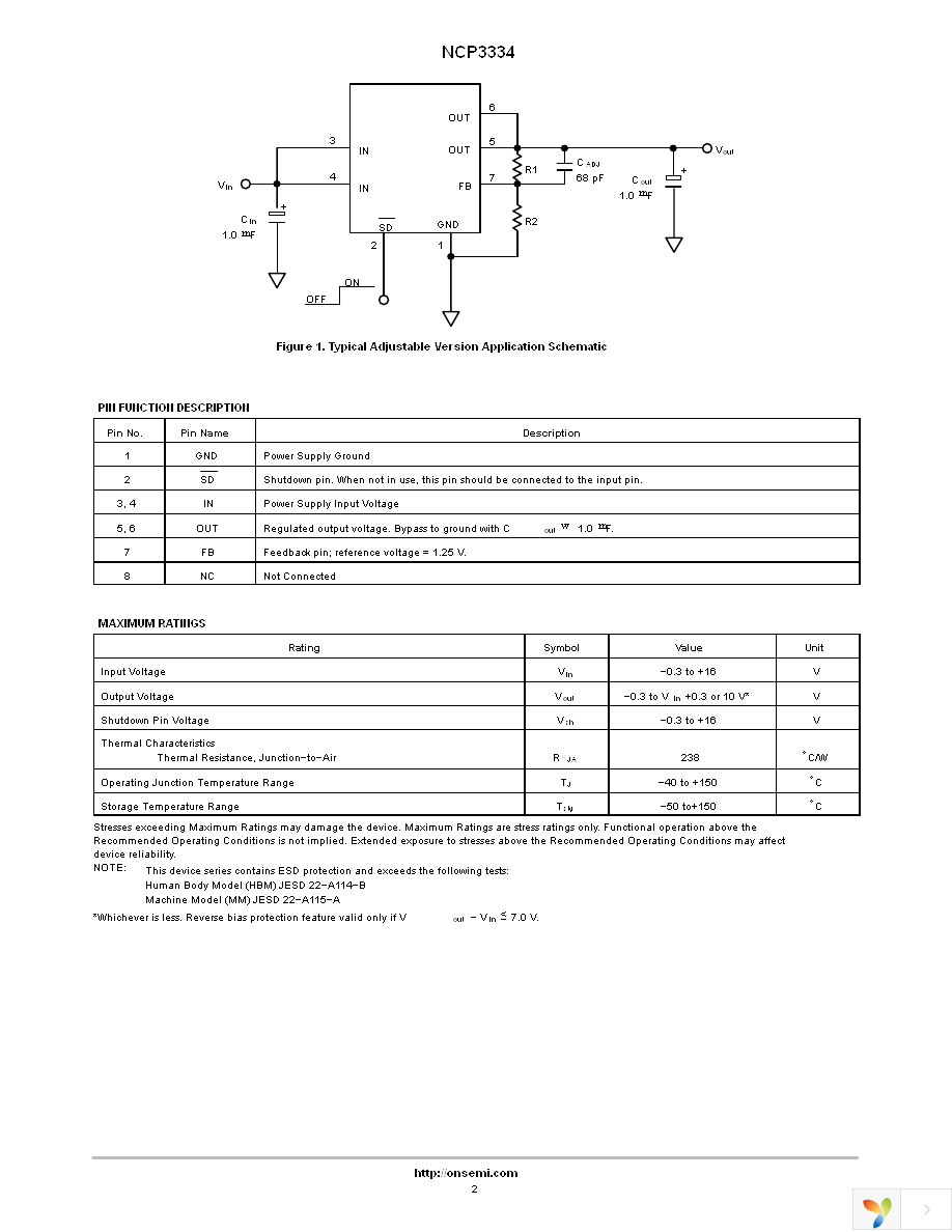 NCP3334DADJR2G Page 2