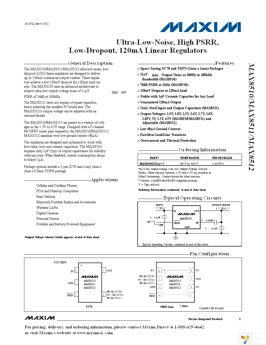 MAX8512EXK+T Page 1