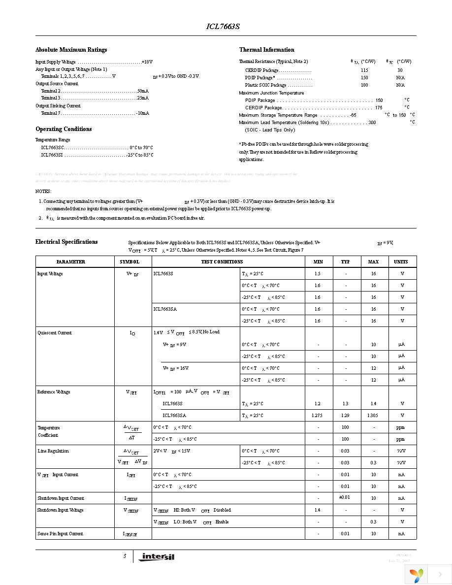 ICL7663SCPAZ Page 3