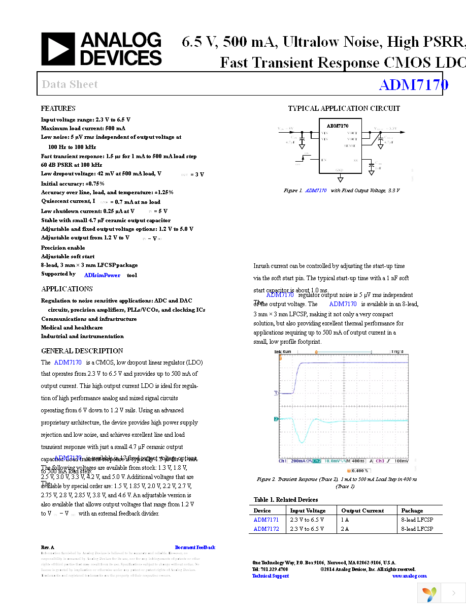 ADM7170ACPZ-R7 Page 1