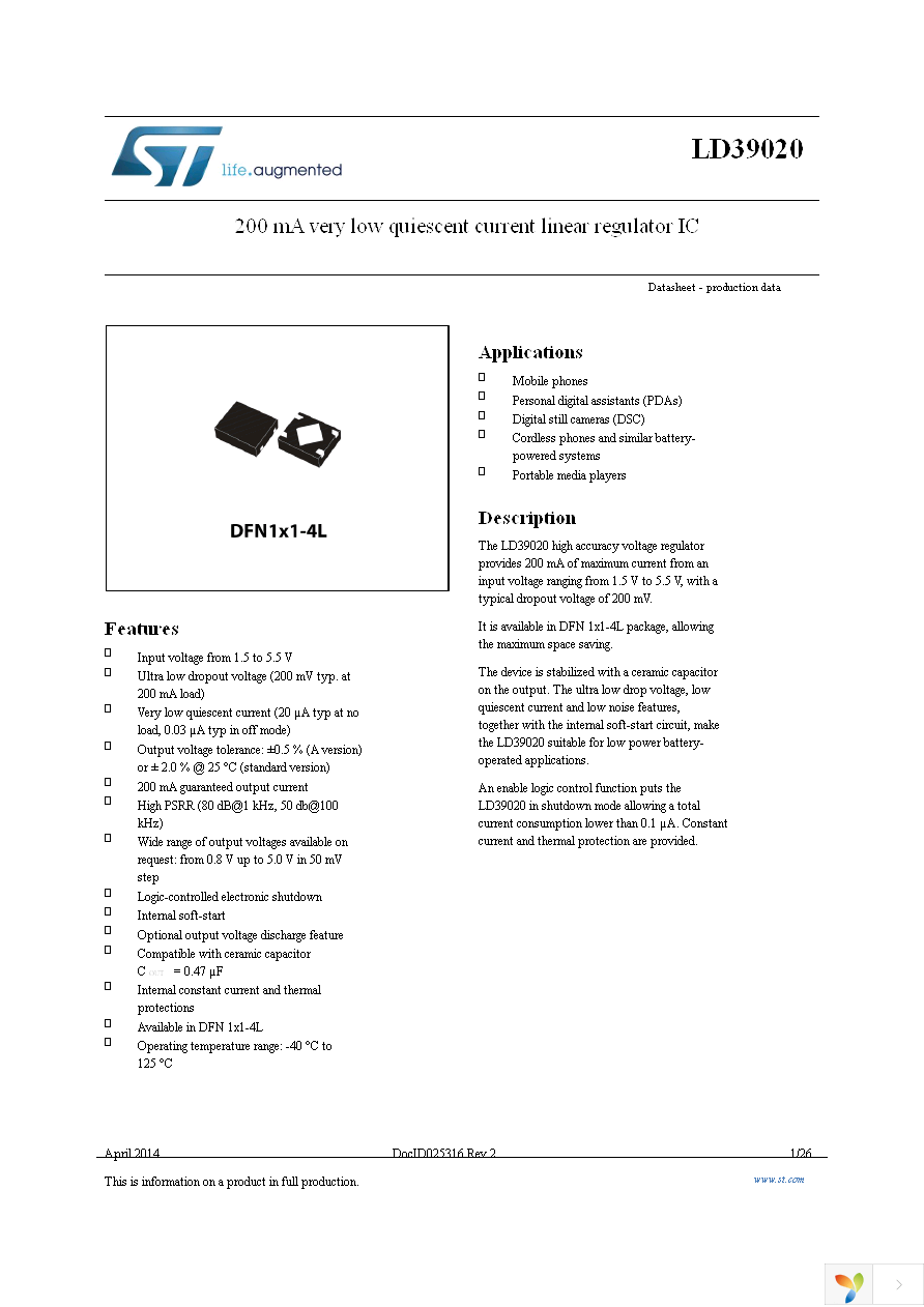 LD39020DTPU33R Page 1