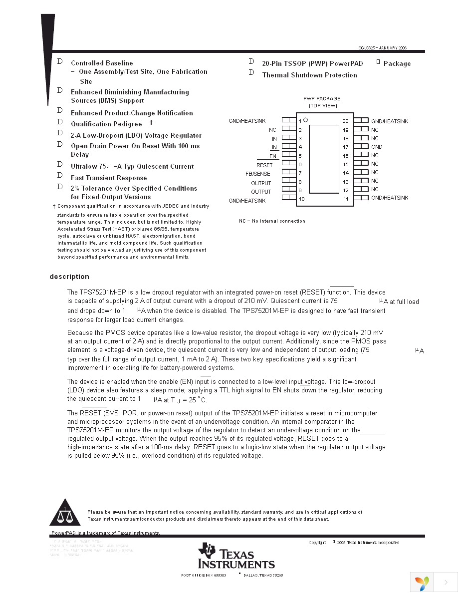 TPS75201MPWPREP Page 1