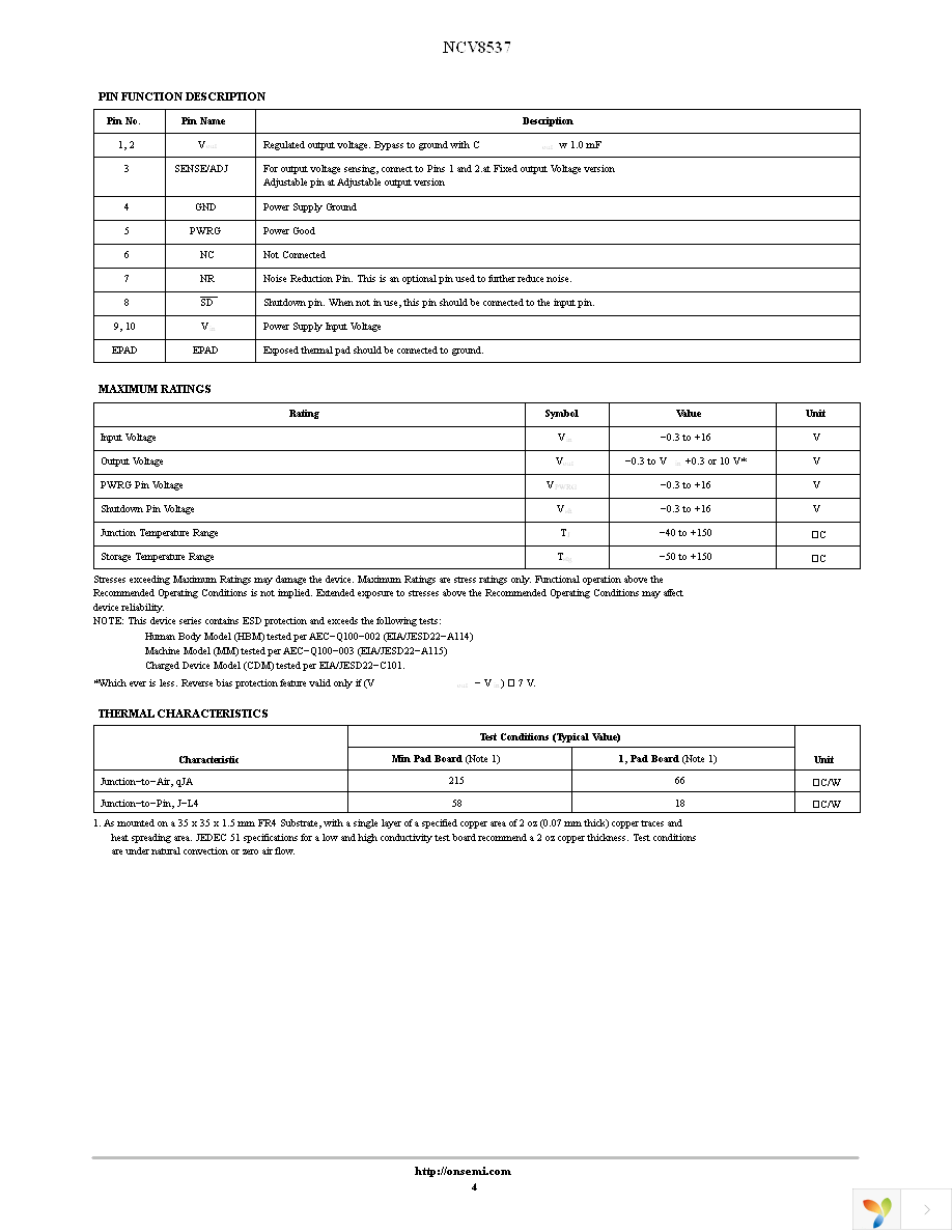 NCV8537MNADJR2G Page 4