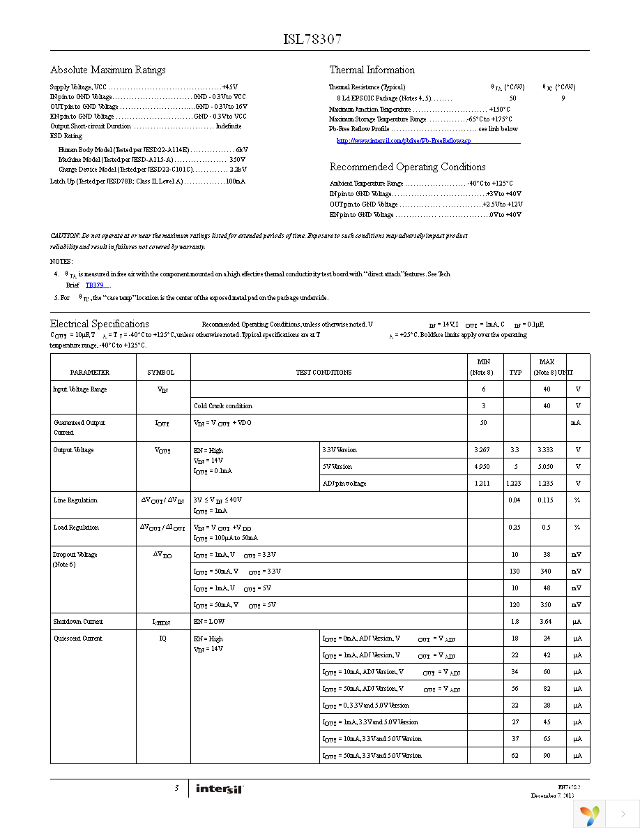 ISL78307FBEAZ Page 3