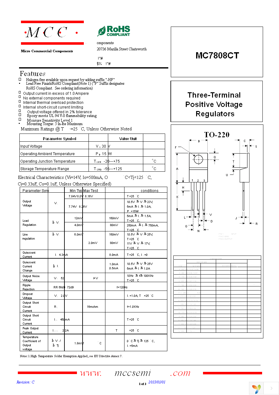 MC7808CT-BP Page 1