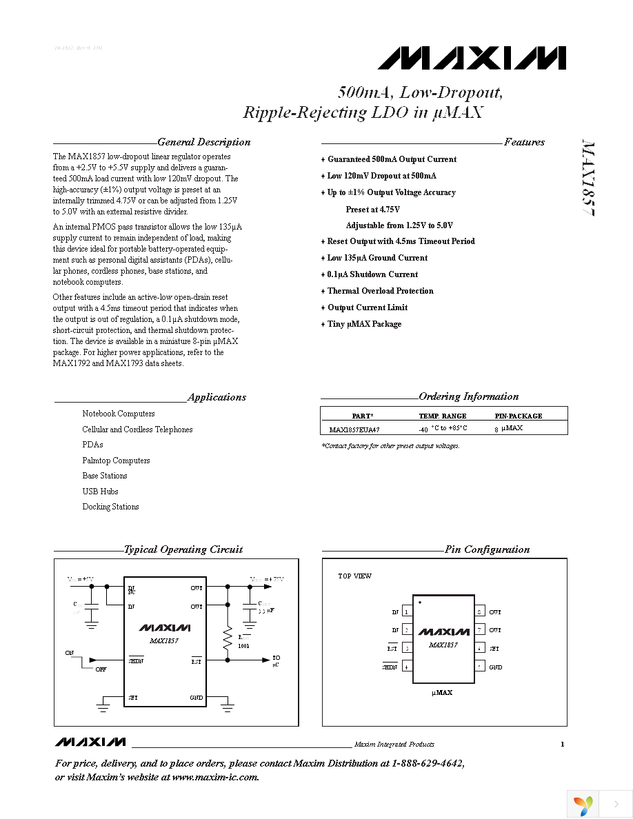 MAX1857EUA47+ Page 1