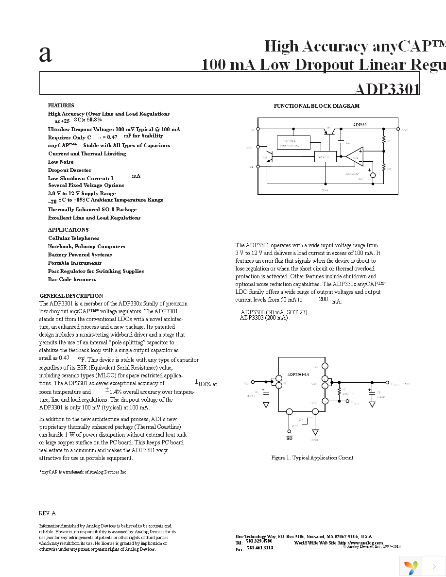 ADP3301ARZ-3.3 Page 1