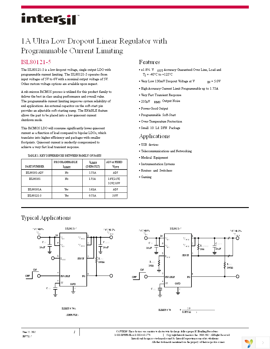 ISL80121IR50Z Page 1