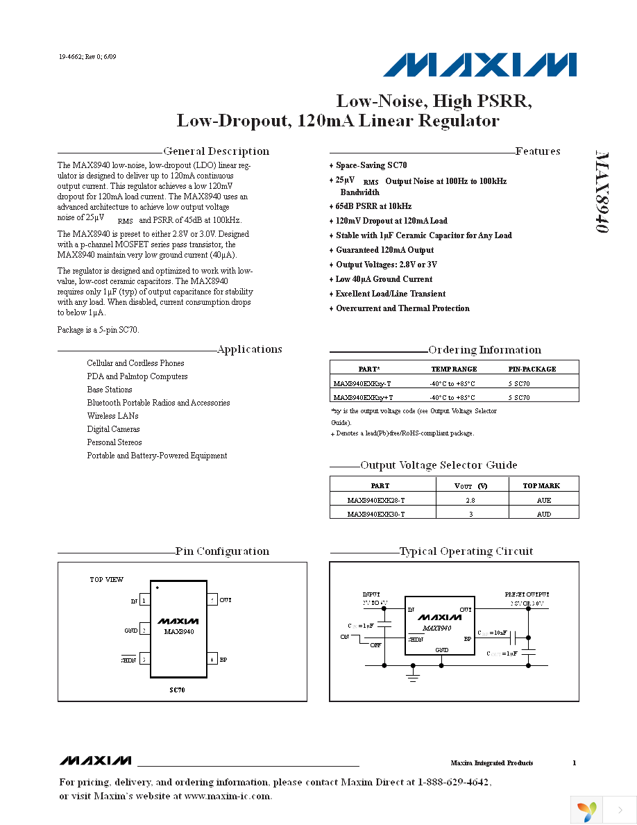 MAX8940EXK28+T Page 1