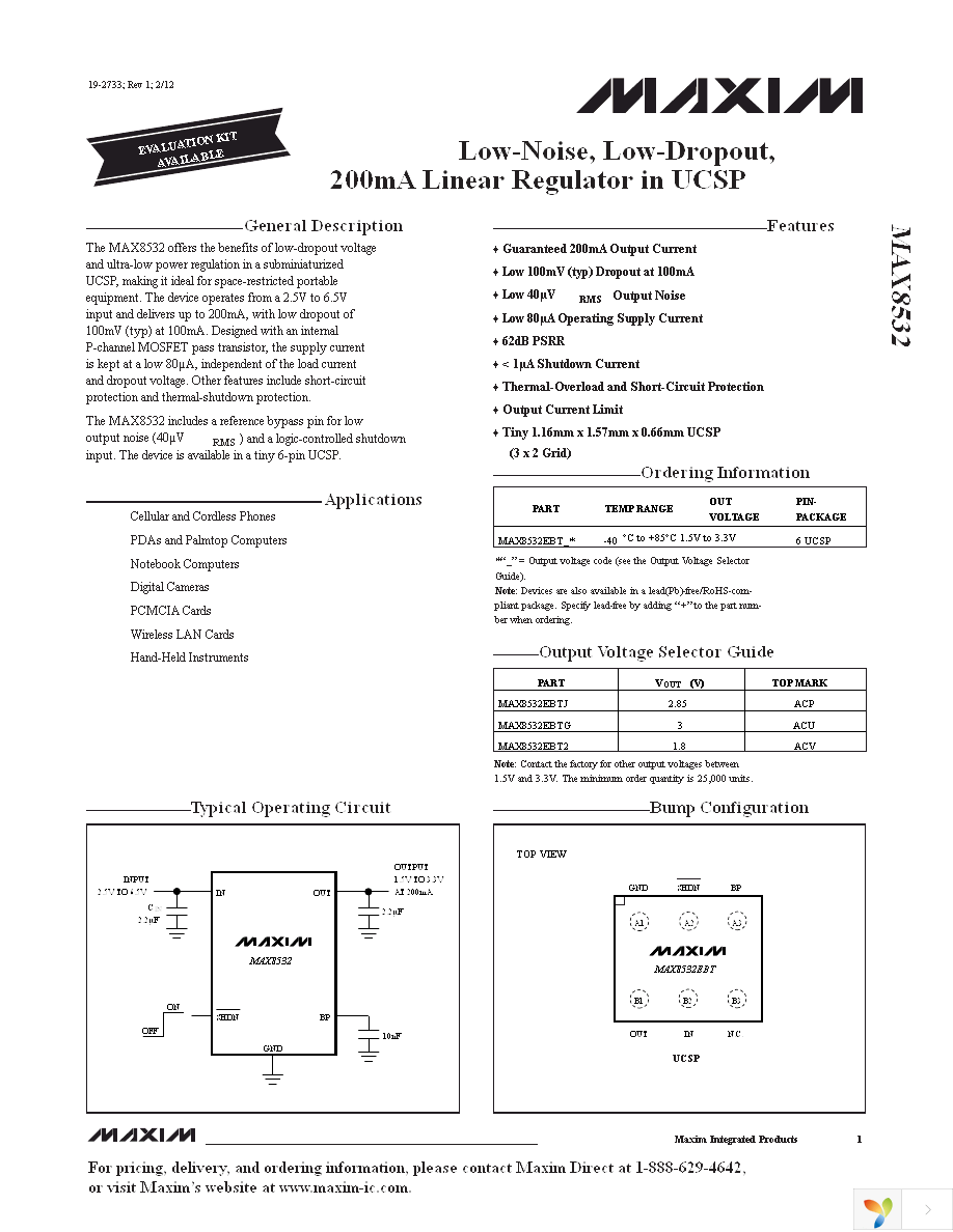 MAX8532EBTJ+T Page 1