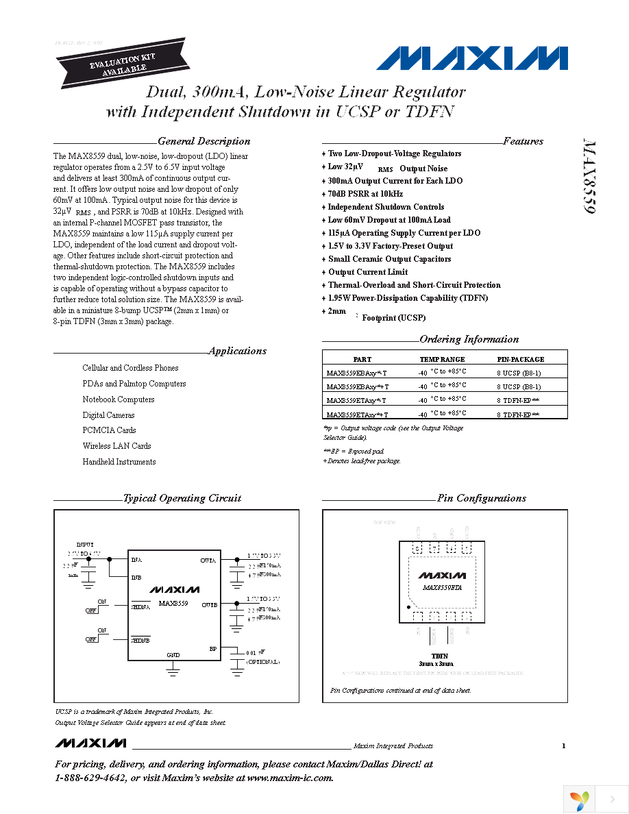 MAX8559ETAJJ+T Page 1