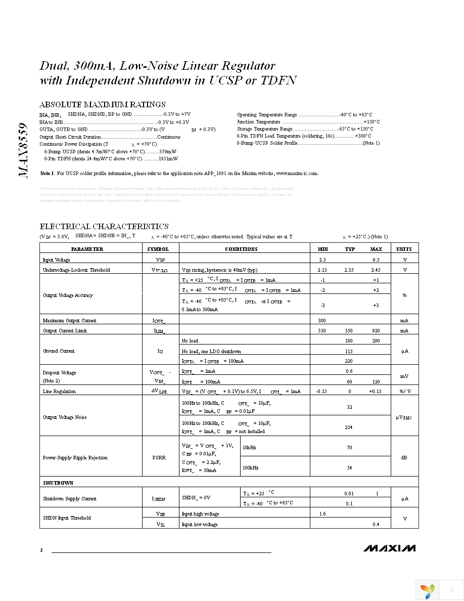 MAX8559ETAJJ+T Page 2