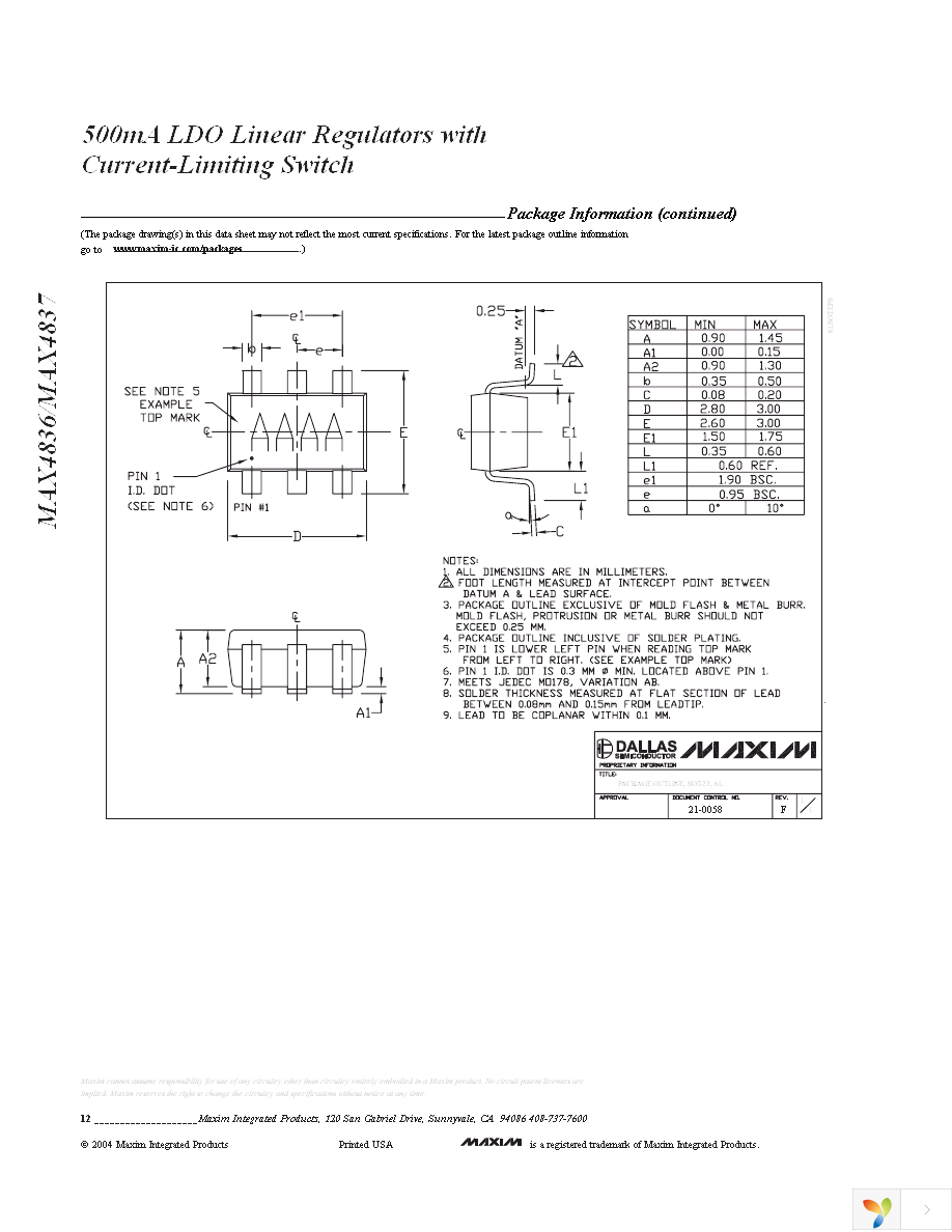 MAX4836ETT33C+T Page 12