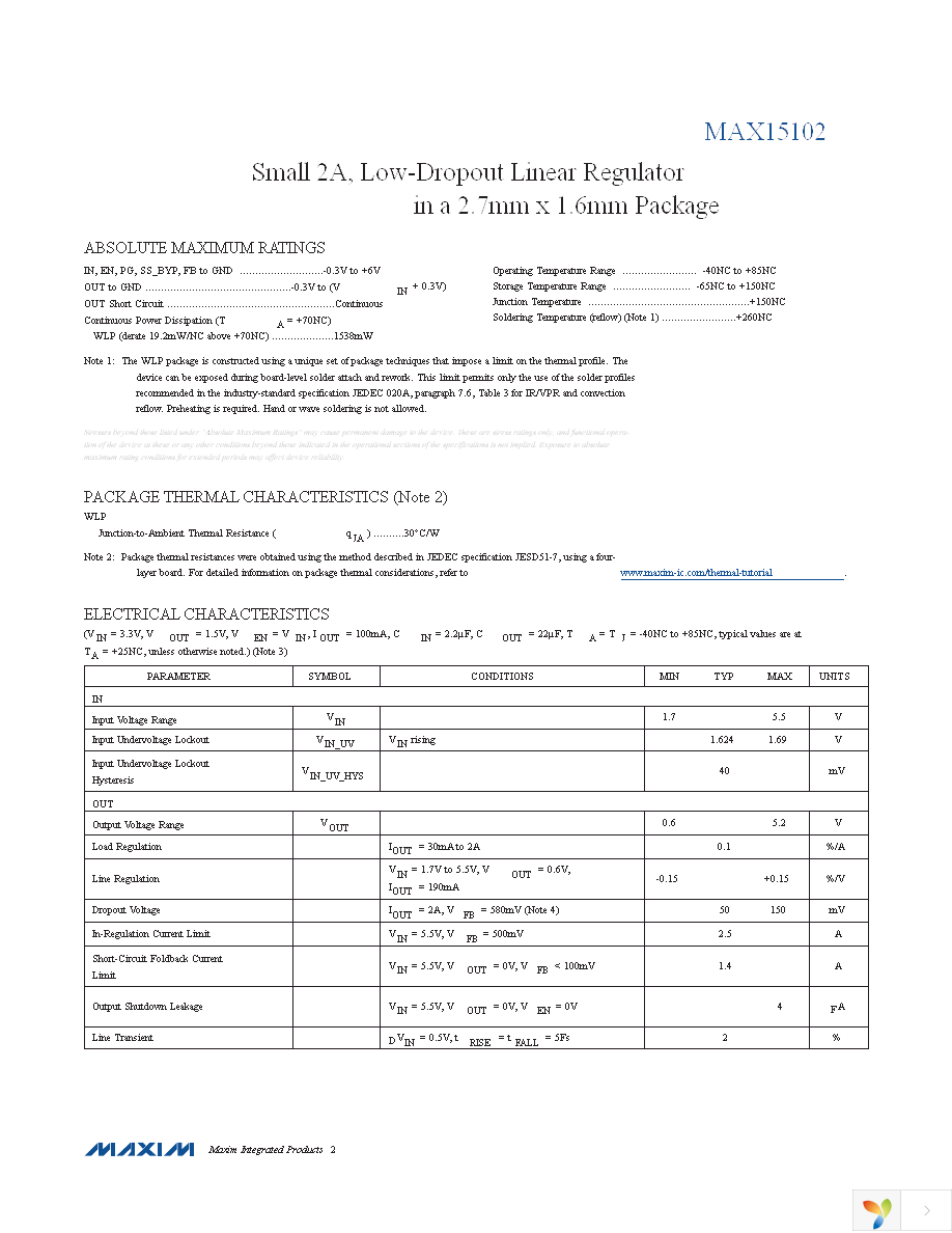 MAX15102EWL+T Page 2