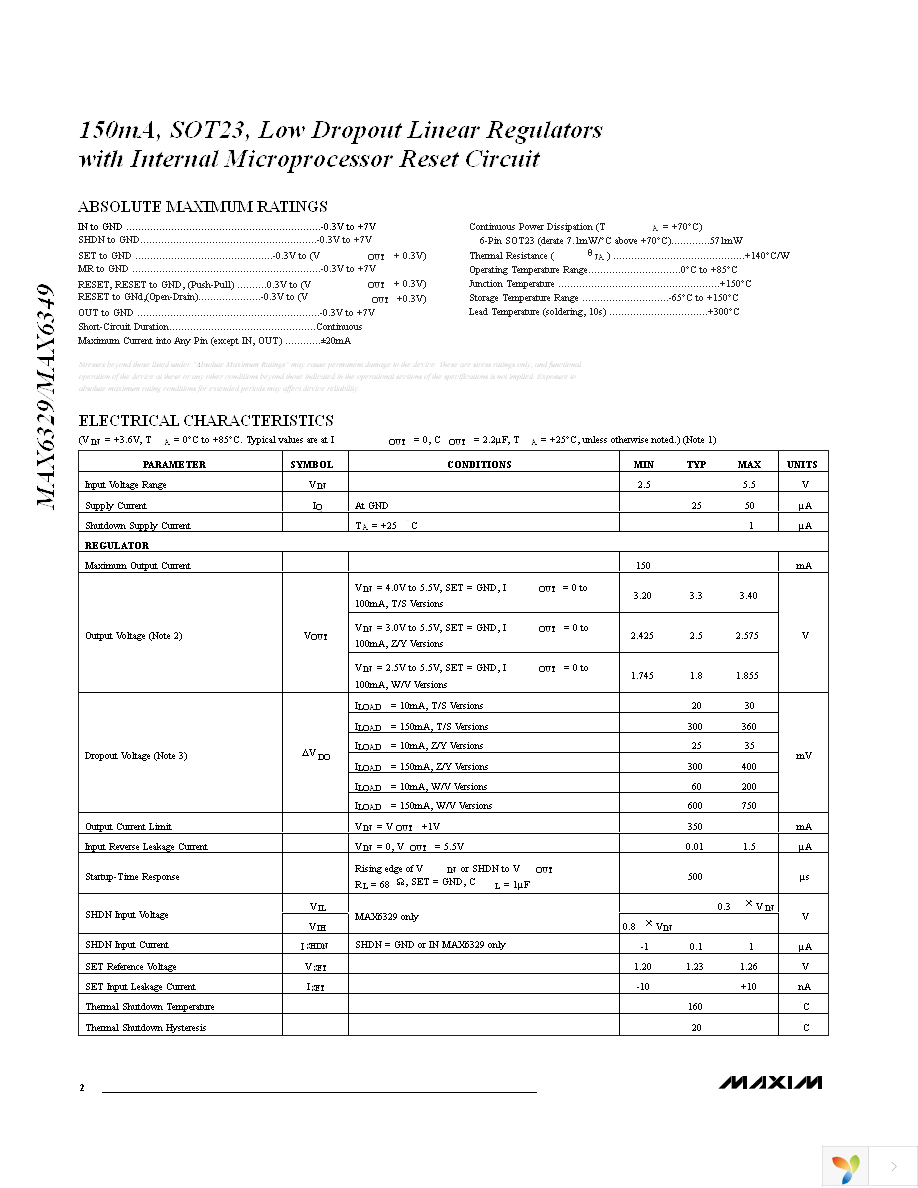 MAX6329TLUT+T Page 2