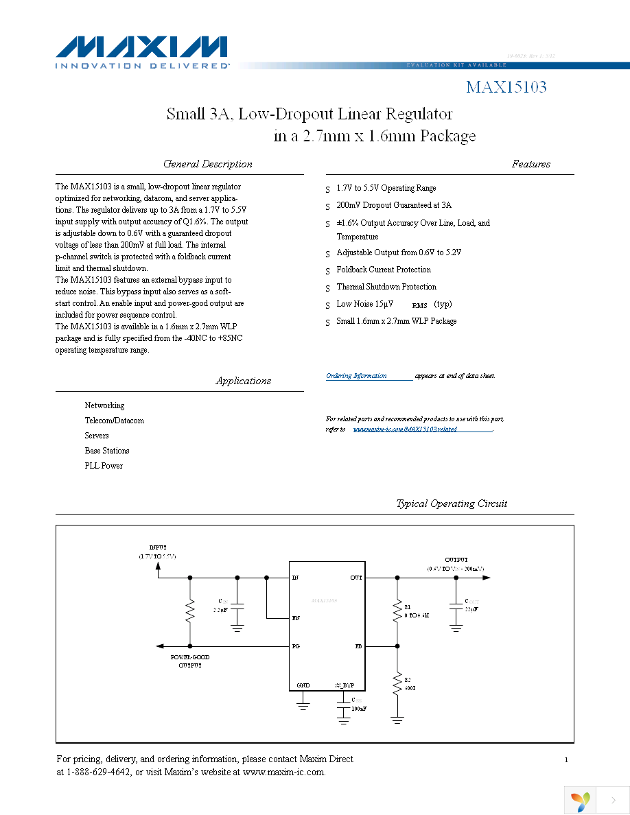 MAX15103EWL+T Page 1