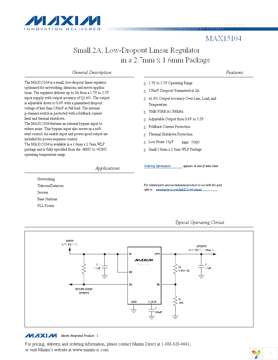 MAX15104EWL+T Page 1