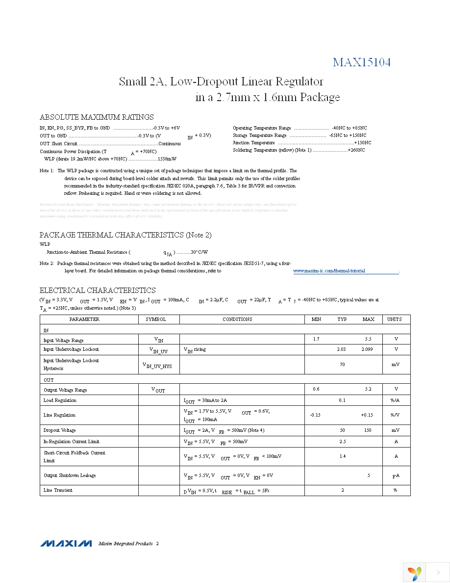 MAX15104EWL+T Page 2