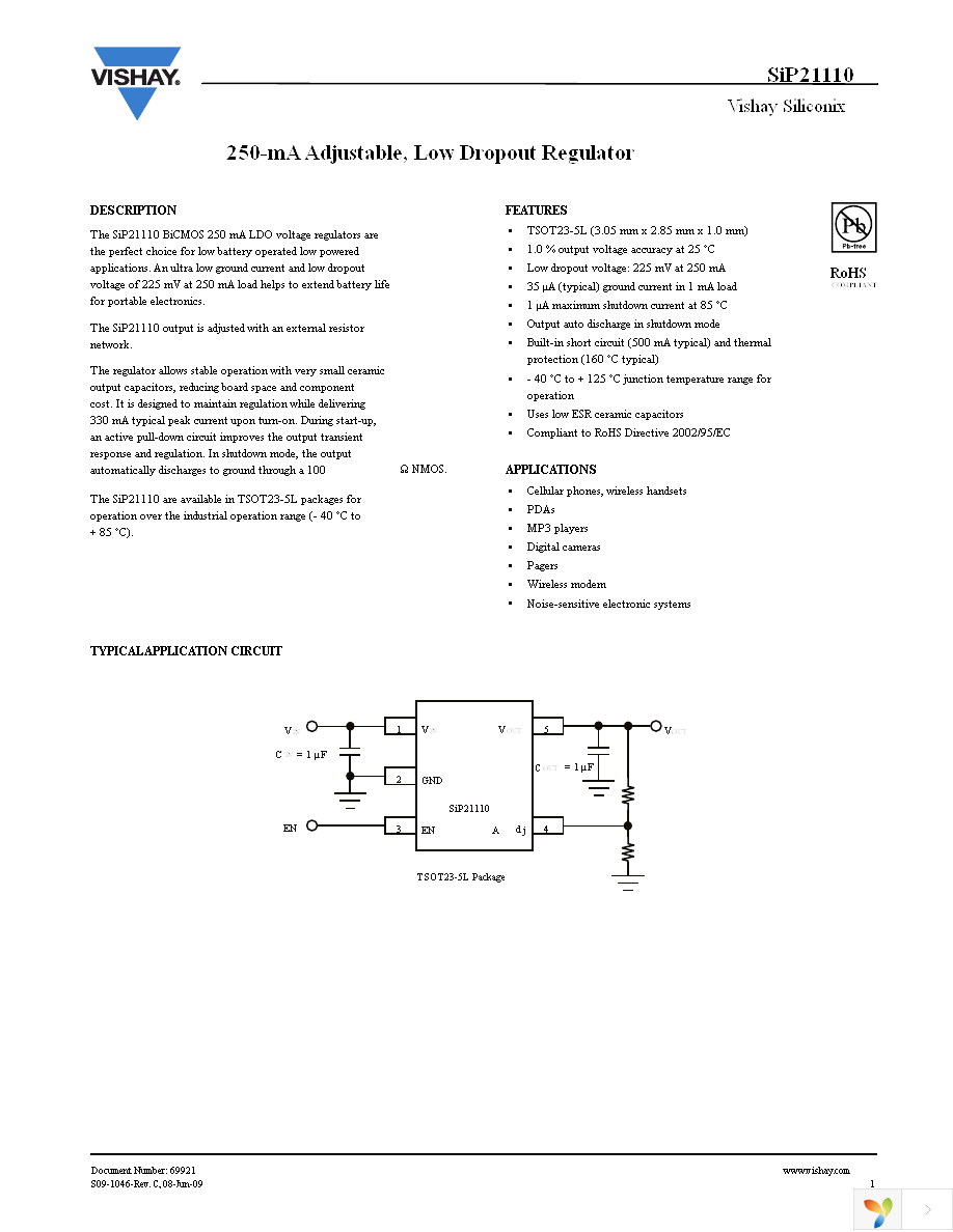 SIP21110DT-T1-E3 Page 1