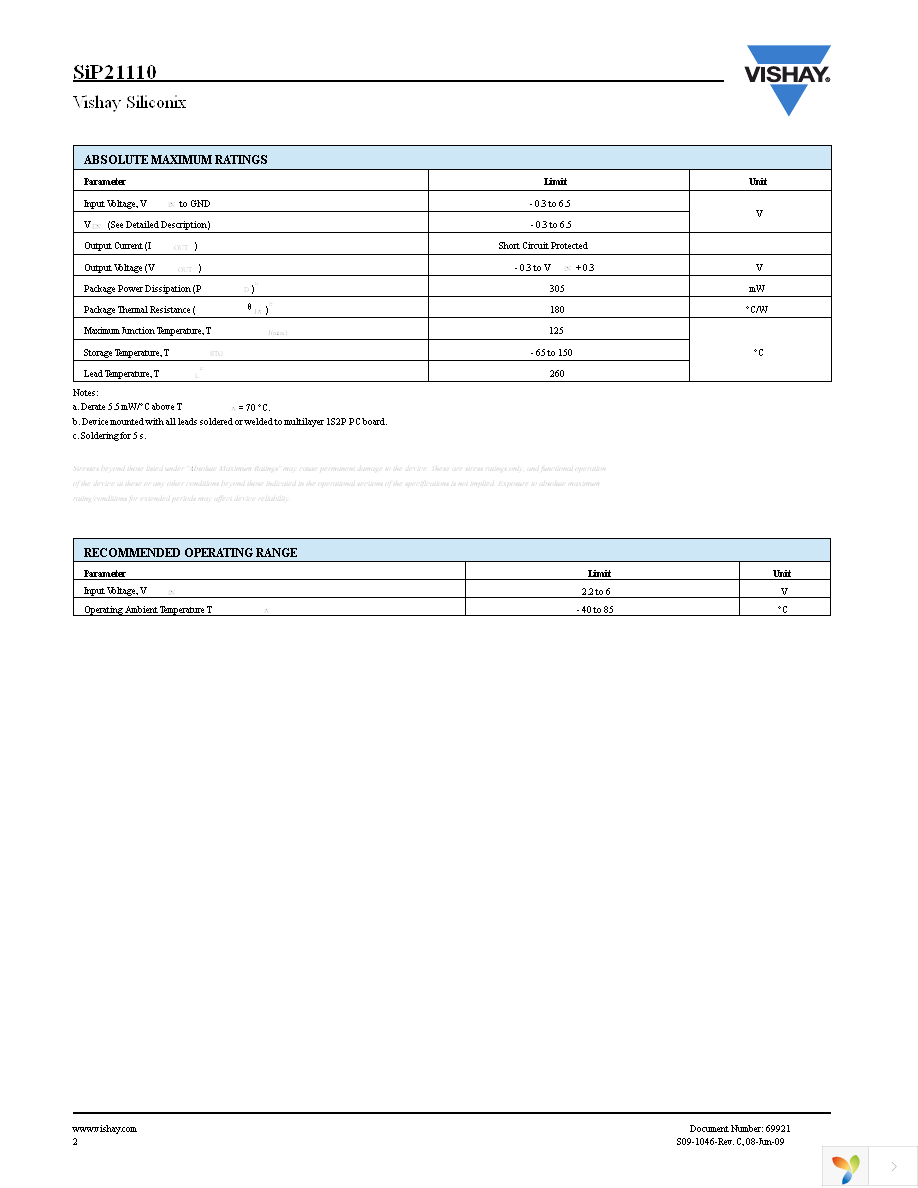 SIP21110DT-T1-E3 Page 2