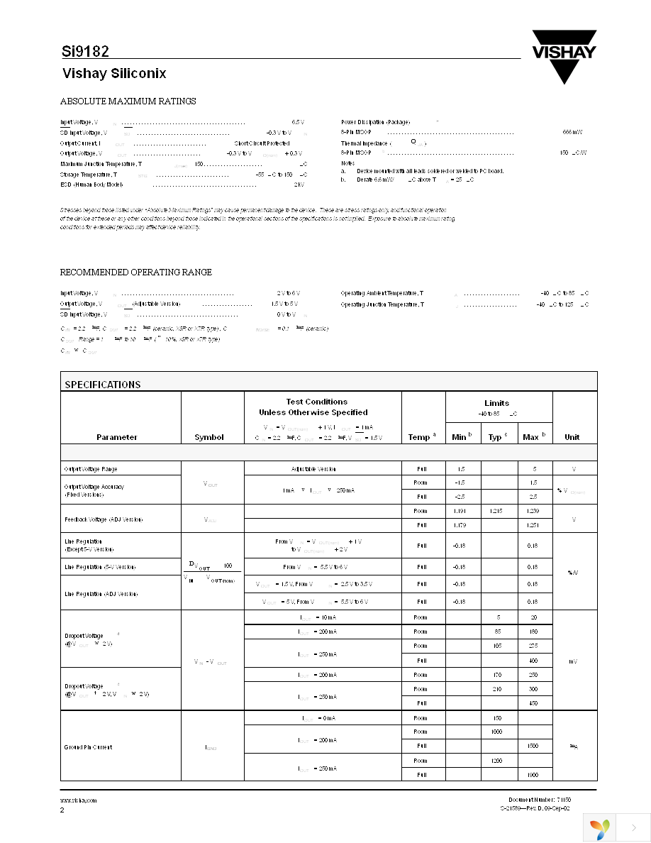 SI9182DH-33-T1-E3 Page 2