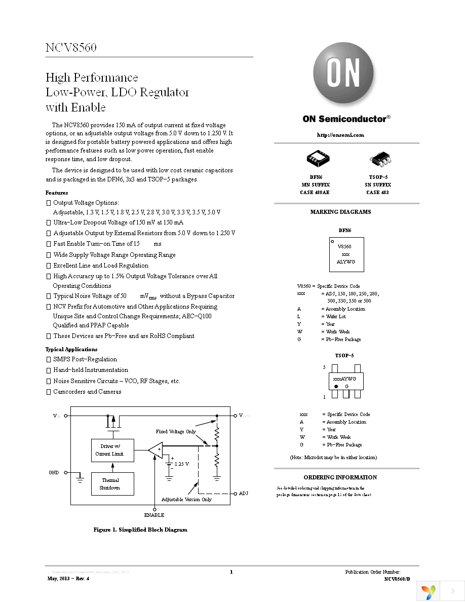 NCV8560SN130T1G Page 1