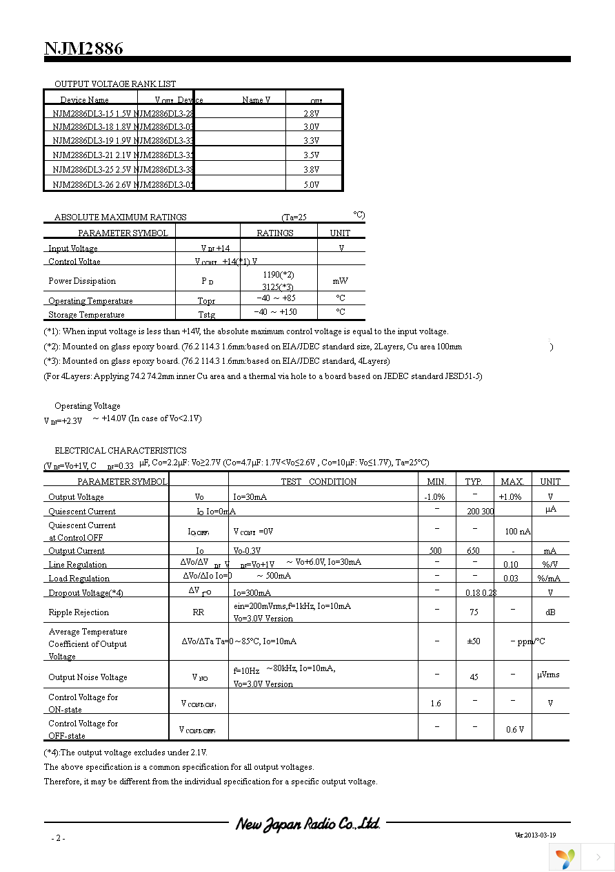 NJM2886DL2-33-TE1 Page 2