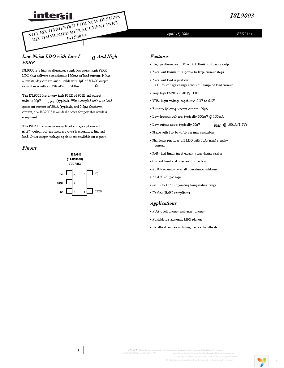 ISL9003IECZ-T Page 1