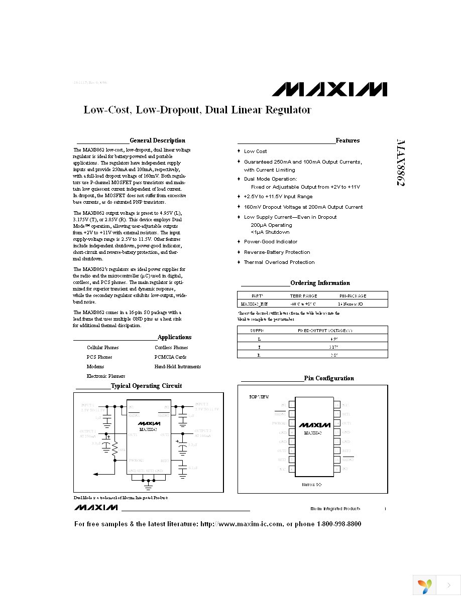 MAX8862LESE+ Page 1