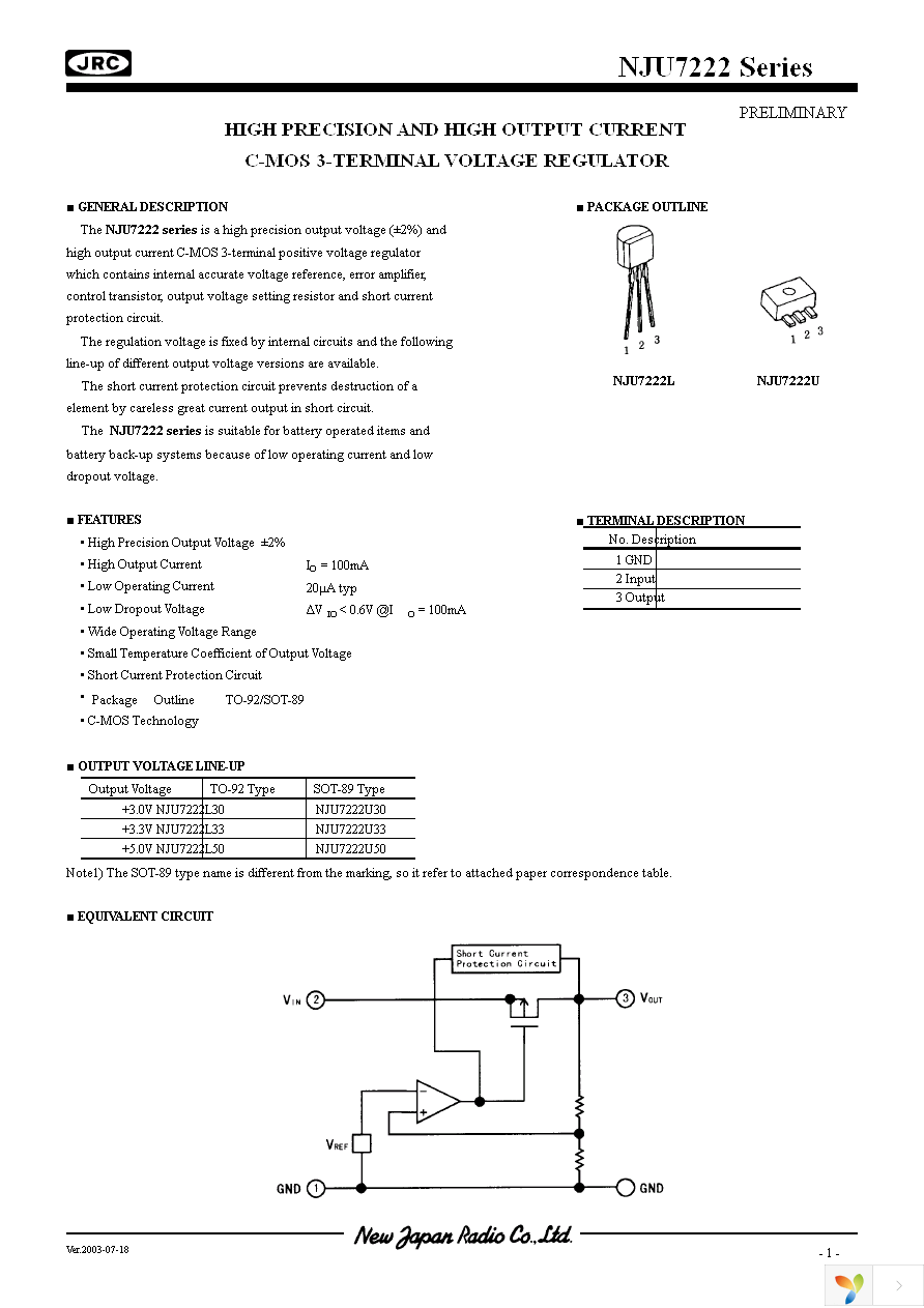 NJU7222L50 Page 1