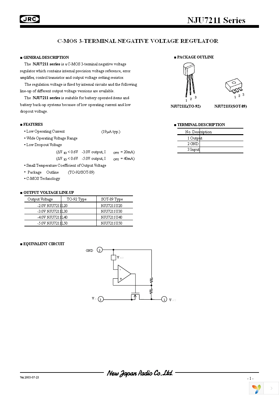 NJU7211L30 Page 1