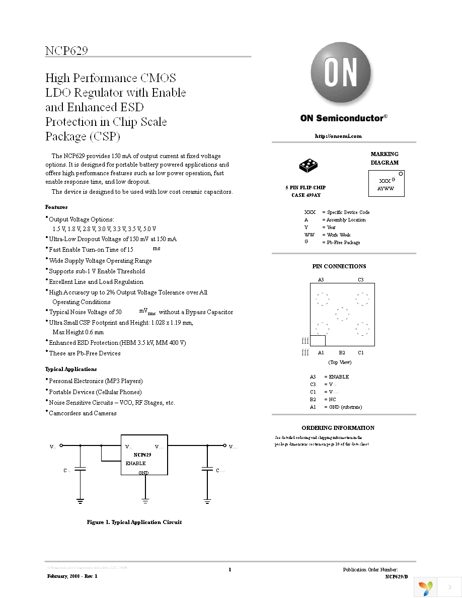 NCP629FC15T2G Page 1